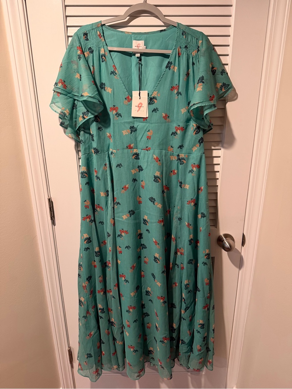 The Nines by HATCH Green Floral Midi Dress